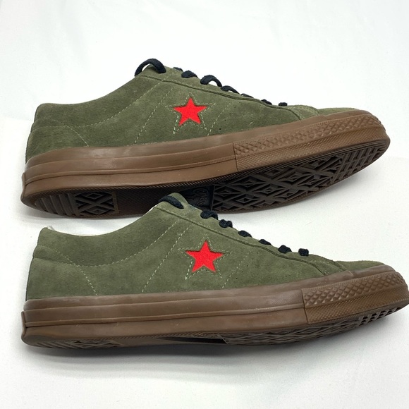 🛑SOLD🛑Mens Converse 10.5 Suede Green W Red - Picture 2 of 6